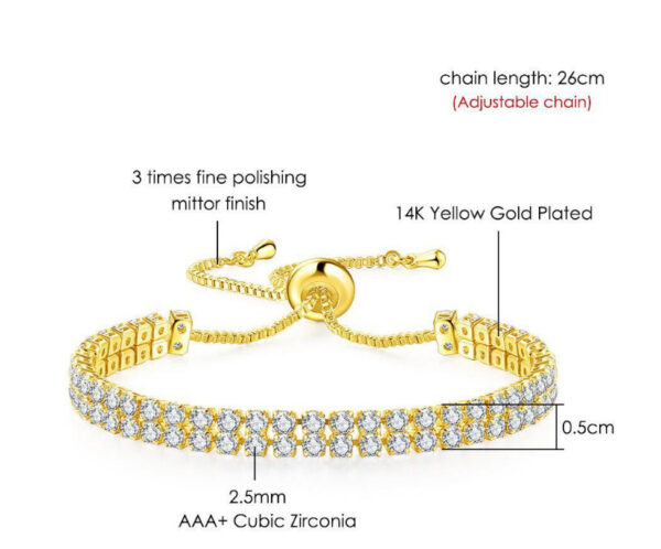 Fashion Double Row Zircon Bracelet For Women Rhinestone Bracelet - Image 5