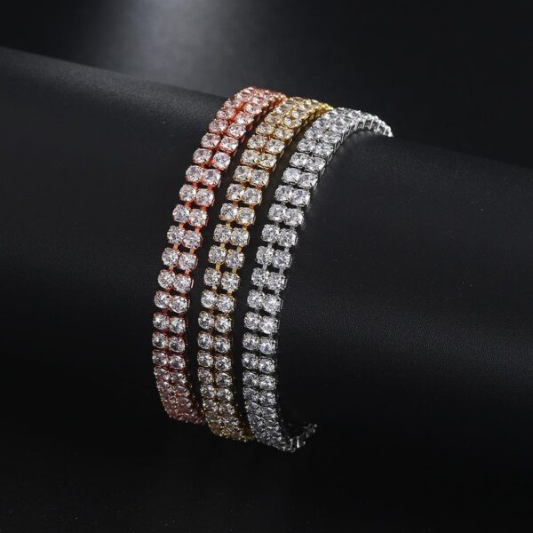 Fashion Double Row Zircon Bracelet For Women Rhinestone Bracelet - Image 3