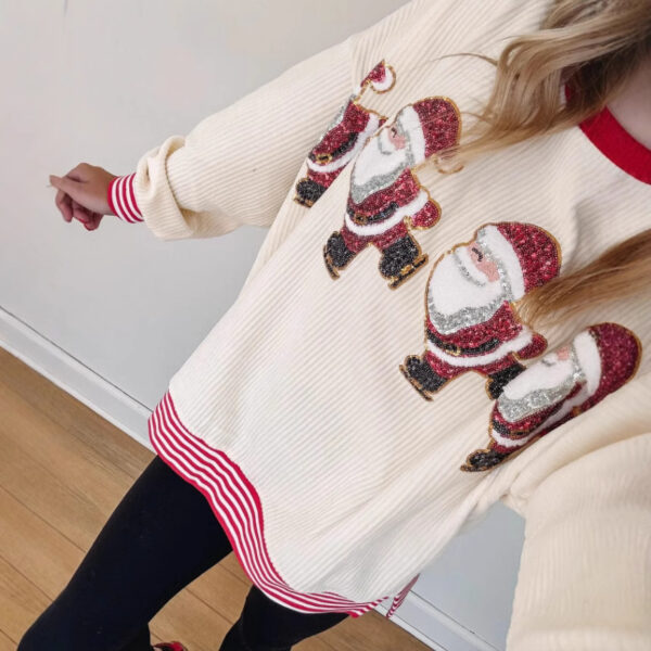 Santa Skating Sweater Sequined Gilding - Image 3