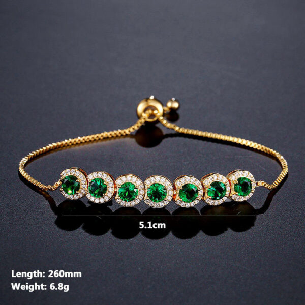 Emerald Zircon Adjustable Bracelet Women - Image 2