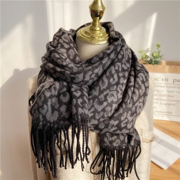 Women's Thick Warm Shawl Leopard Print Scarf - Image 4