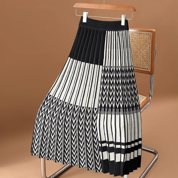 Plaid Pleated Skirt Knitted Skirt For Women - Image 5