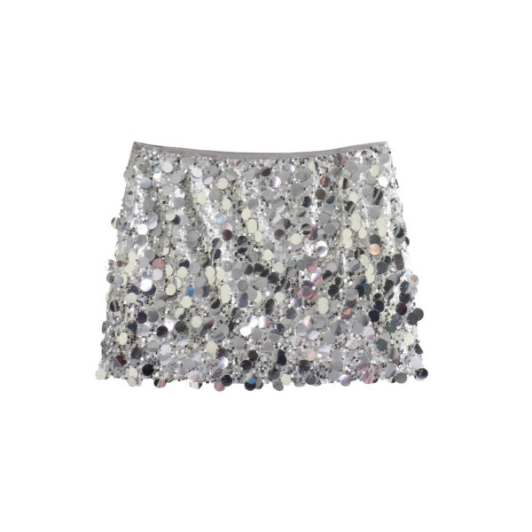 European And American Style A- Line Skirt High Waist Sheath Sequins Mini Skirt Women - Image 4