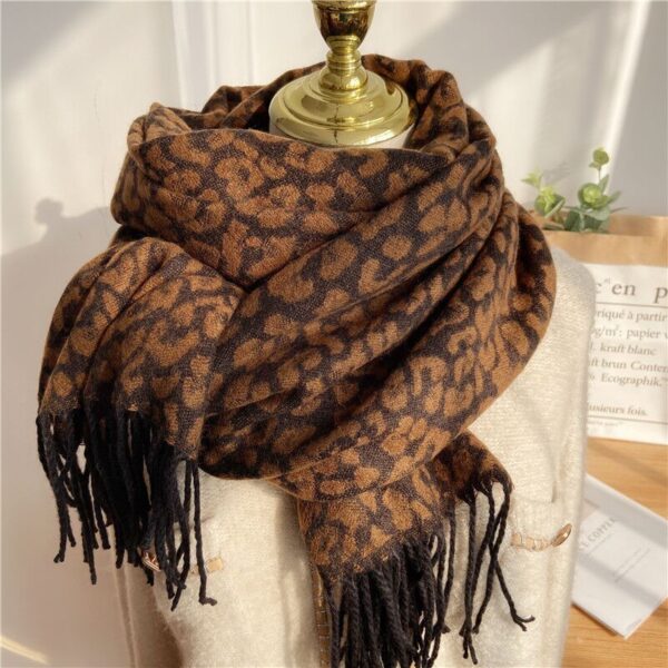 Women's Thick Warm Shawl Leopard Print Scarf - Image 5