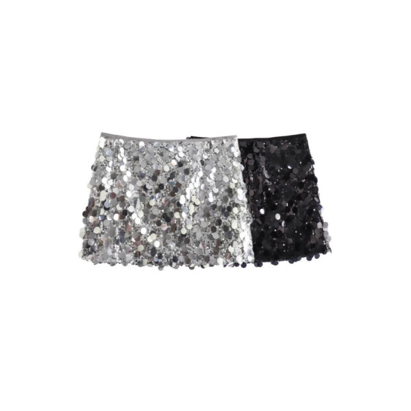 European And American Style A- Line Skirt High Waist Sheath Sequins Mini Skirt Women - Image 3