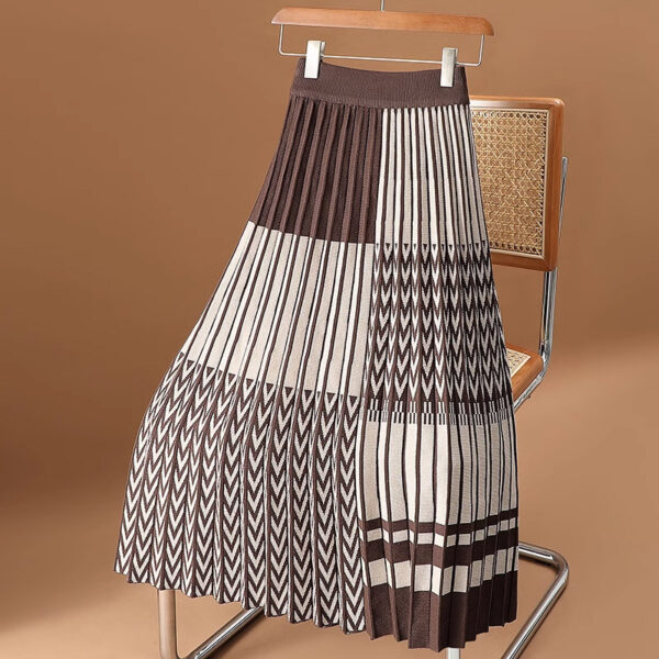 Plaid Pleated Skirt Knitted Skirt For Women - Image 2