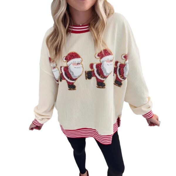 Santa Skating Sweater Sequined Gilding - Image 6