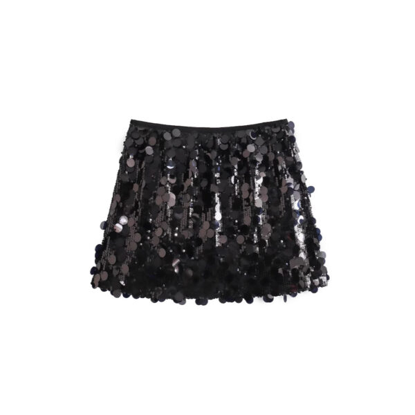 European And American Style A- Line Skirt High Waist Sheath Sequins Mini Skirt Women - Image 5