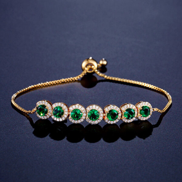 Emerald Zircon Adjustable Bracelet Women - Image 3